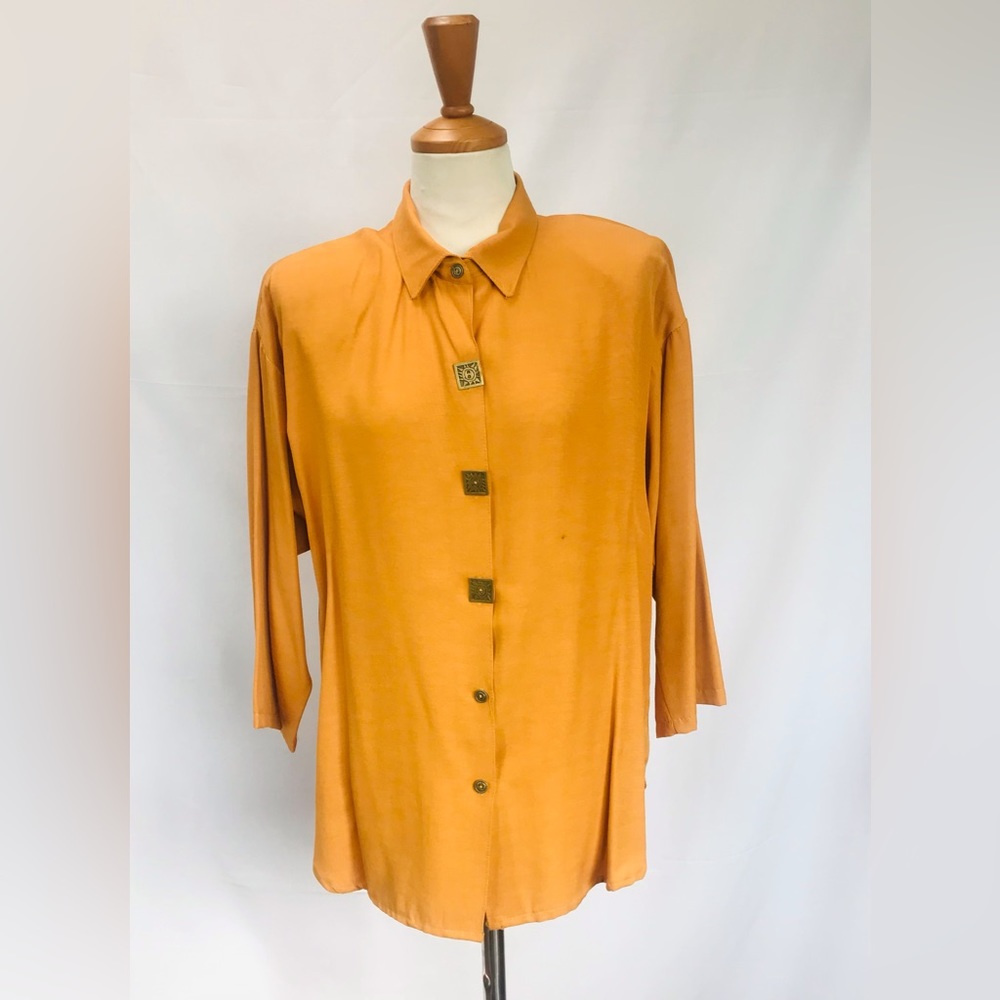 Vintage TOMORROW Butterscotch Retro Blouse size M